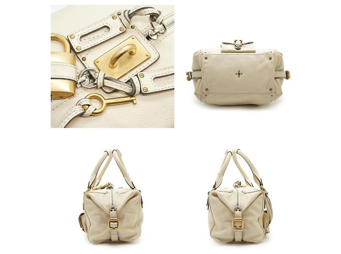 Chloé Paddington Handtasche Medium aus weißem Leder mit Fronttasche - Ansicht 4