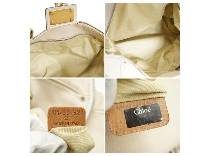 Chloé Paddington Handtasche Medium aus weißem Leder mit Fronttasche - Ansicht 6