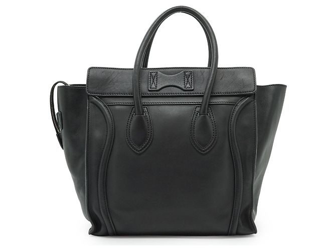 Luggage Céline Borsa satchel mini in pelle liscia nera Nero - vista 2