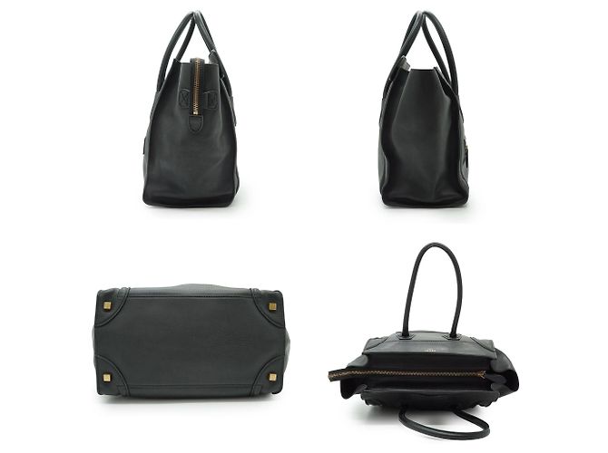 Luggage Céline Borsa satchel mini in pelle liscia nera Nero - vista 3