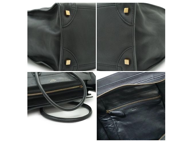 Luggage Céline Borsa satchel mini in pelle liscia nera Nero - vista 4