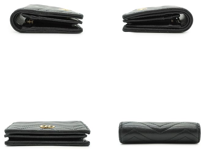 Gucci Cartera compacta y monedero GG Marmont de piel acolchada negra Negro - vista 4