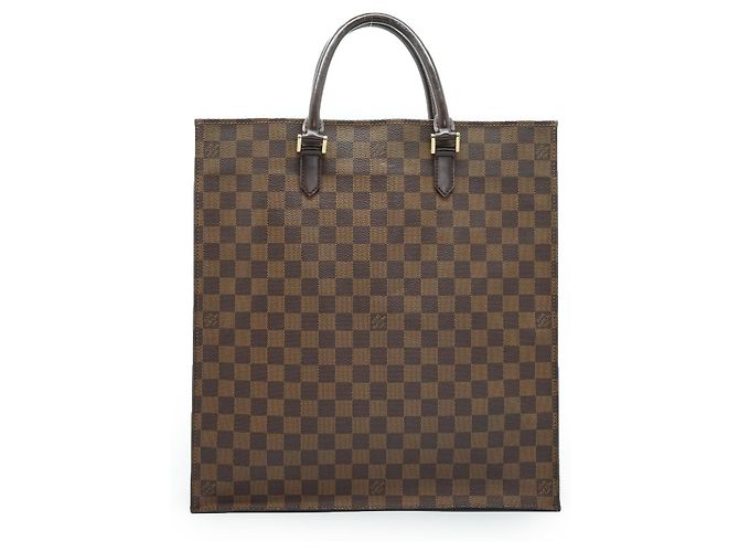 Louis Vuitton Borsa Shopping Sac Plat in Canvas Damier Ebene Marrone - vista 2
