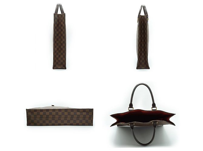 Louis Vuitton Borsa Shopping Sac Plat in Canvas Damier Ebene Marrone - vista 3