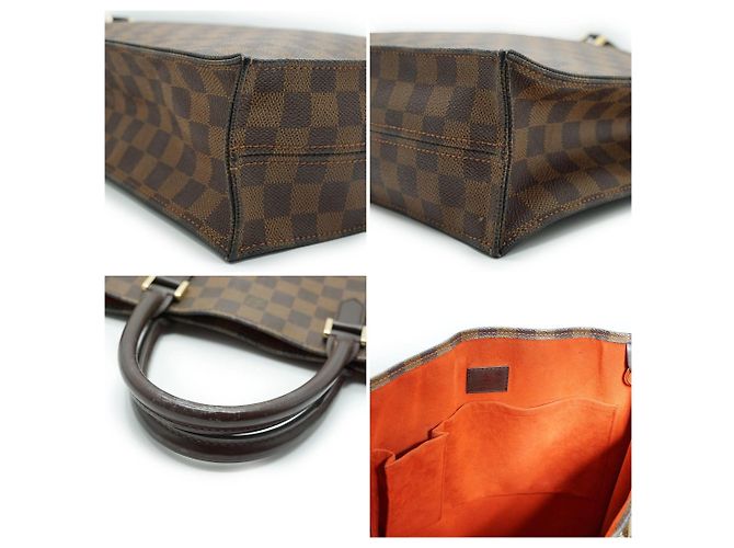 Louis Vuitton Borsa Shopping Sac Plat in Canvas Damier Ebene Marrone - vista 4