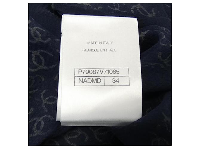 Top de seda Chanel Blanco Azul marino - vista 4