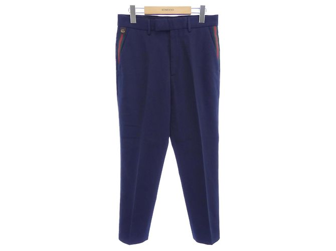Gucci Web Stripe Baumwollhose Ankle Pants Blau Marineblau - Ansicht 6