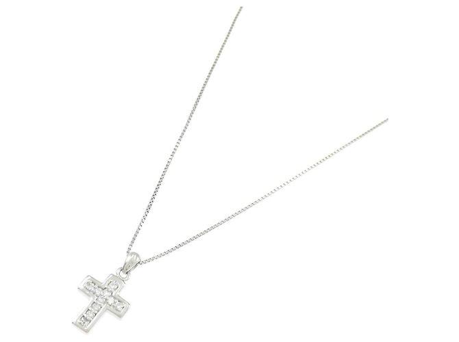 Autre Marque Collana a Croce con Diamanti Pt900/Pt850 Argento - vista 2