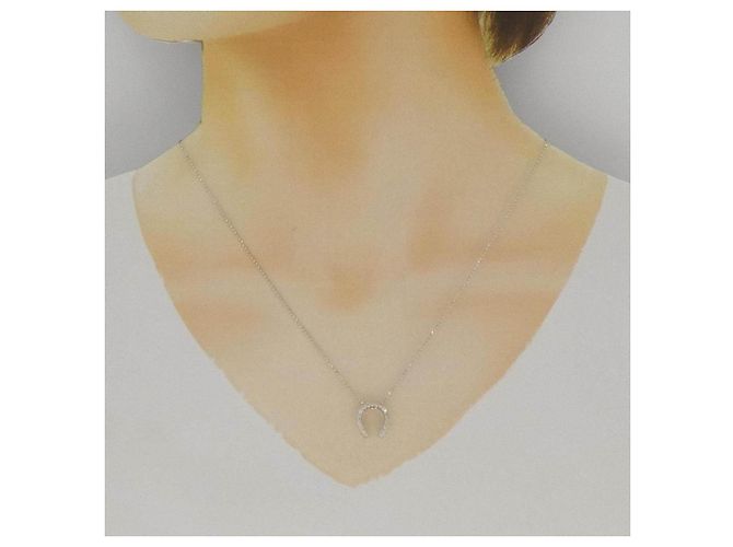 Autre Marque Collana Horseshoe Diamond Au750 Argento - vista 6