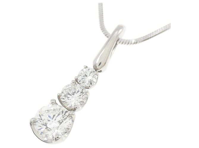 Autre Marque Collana in platino con tre diamanti Argento - vista 3