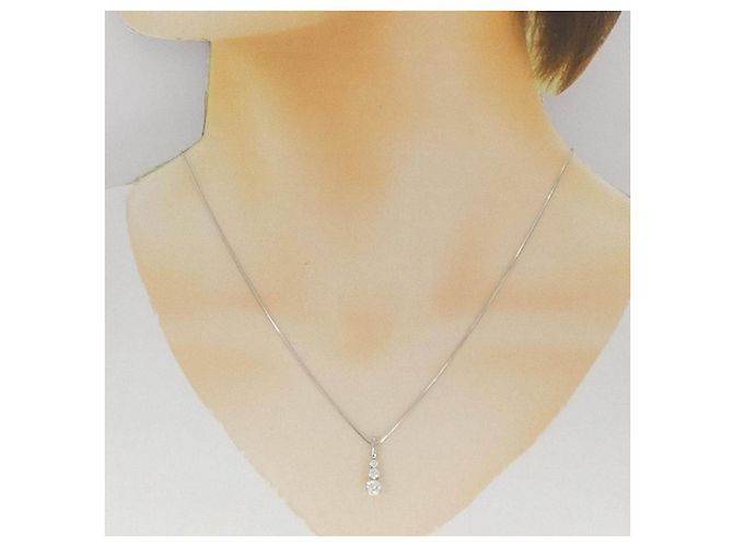 Autre Marque Collana in platino con tre diamanti Argento - vista 6