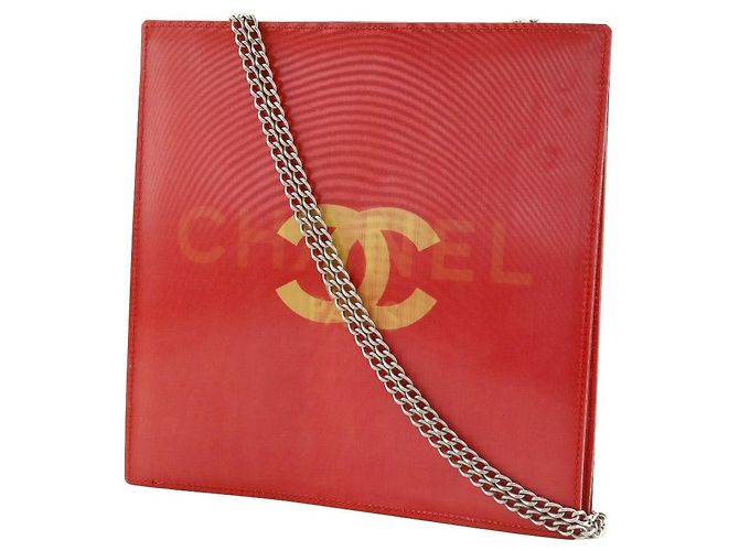 Borsa a tracolla Chanel Hologram Chain Borsa a tracolla in vinile Rosso - vista 2