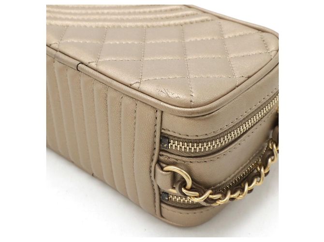 Camera Bolso de hombro de piel Chanel Coco Mark Dorado - vista 3