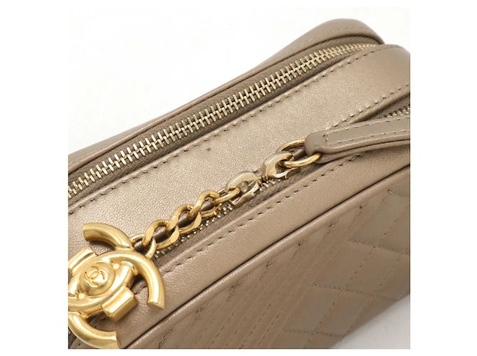 Camera Bolso de hombro de piel Chanel Coco Mark Dorado - vista 4