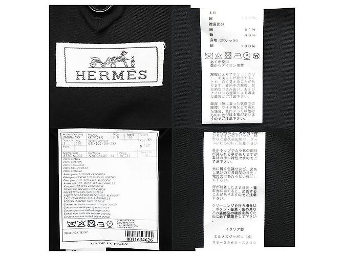 Chaqueta de gabardina de algodón Hermès 2023SS Negro - vista 10