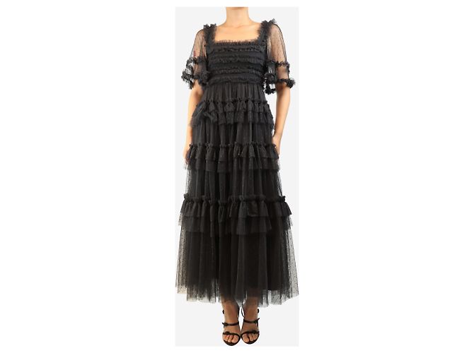 Needle & Thread Gestuftes Tüllkleid in Schwarz - size UK 8 - Ansicht 3