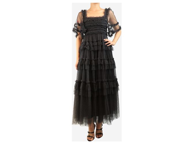 Needle & Thread Gestuftes Tüllkleid in Schwarz - size UK 8 - Ansicht 4