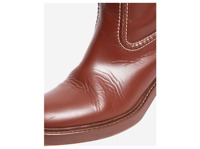 Chloé Chestnut Mallo leather knee-high boots - size EU 38 Brown - view 4
