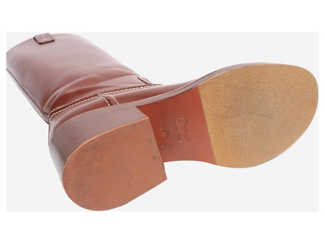 Chloé Chestnut Mallo leather knee-high boots - size EU 38 Brown - view 7