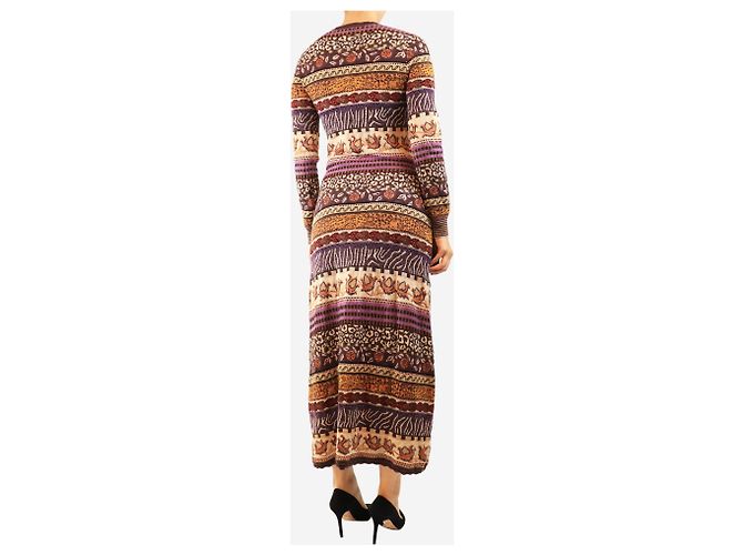 Ulla Johnson Abito lungo in maglia a maniche lunghe viola e marrone - taglia S Porpora - vista 2