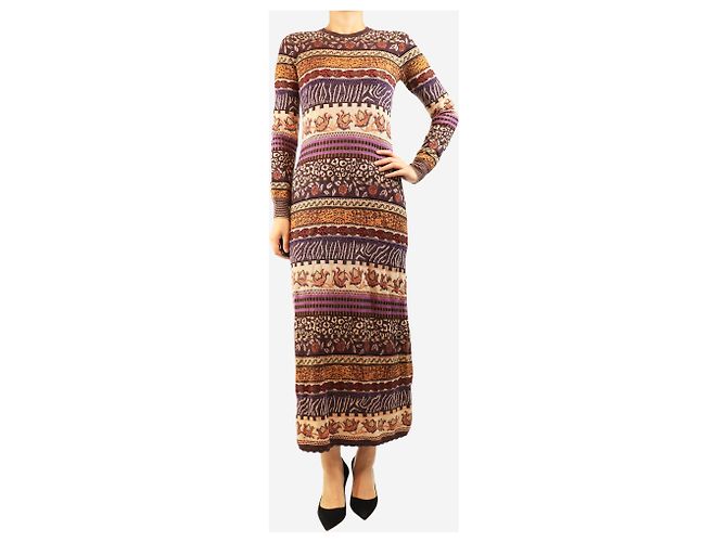 Ulla Johnson Abito lungo in maglia a maniche lunghe viola e marrone - taglia S Porpora - vista 3