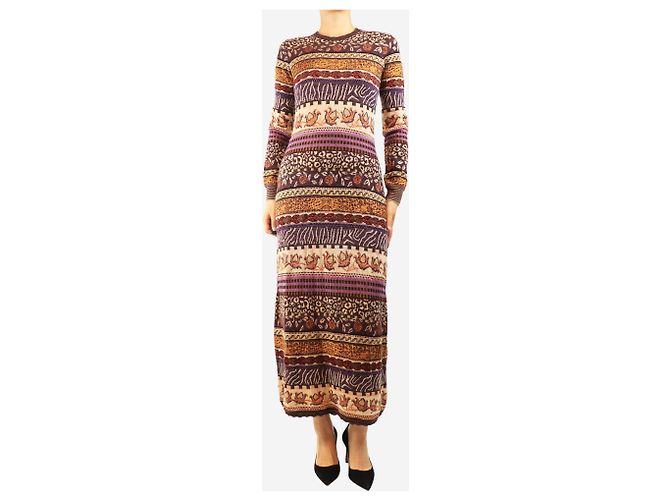 Ulla Johnson Abito lungo in maglia a maniche lunghe viola e marrone - taglia S Porpora - vista 4