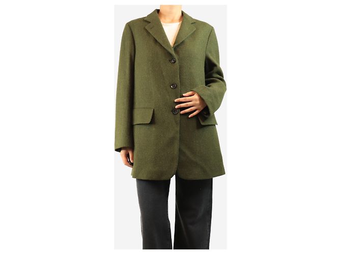 Autre Marque Blazer de tweed de lana verde - size UK 10 - vista 3