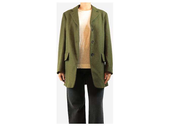 Autre Marque Blazer de tweed de lana verde - size UK 10 - vista 4