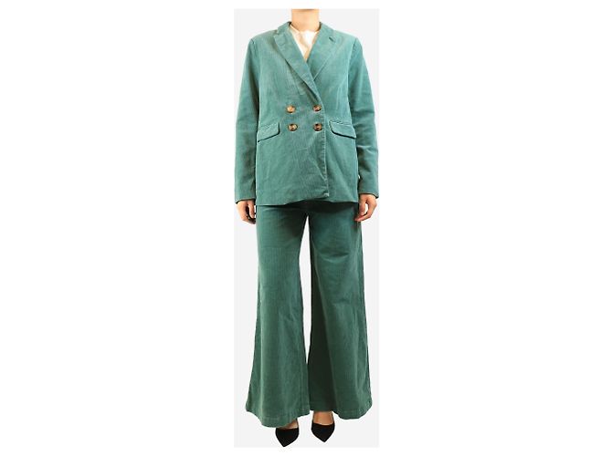 Autre Marque Set giacca e pantaloni in velluto a coste verde - size UK 10 - vista 3