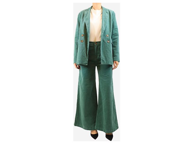 Autre Marque Set giacca e pantaloni in velluto a coste verde - size UK 10 - vista 4