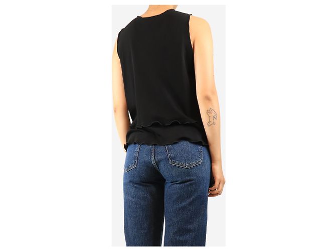 Giorgio Armani Top negro sin mangas con botones frontales - size UK 16 - vista 2