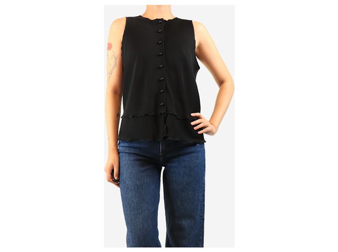 Giorgio Armani Top negro sin mangas con botones frontales - size UK 16 - vista 3