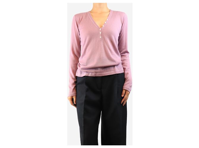 Loro Piana Lila Kaschmir-Oberteil mit langen Ärmeln - size UK 14 - Ansicht 3