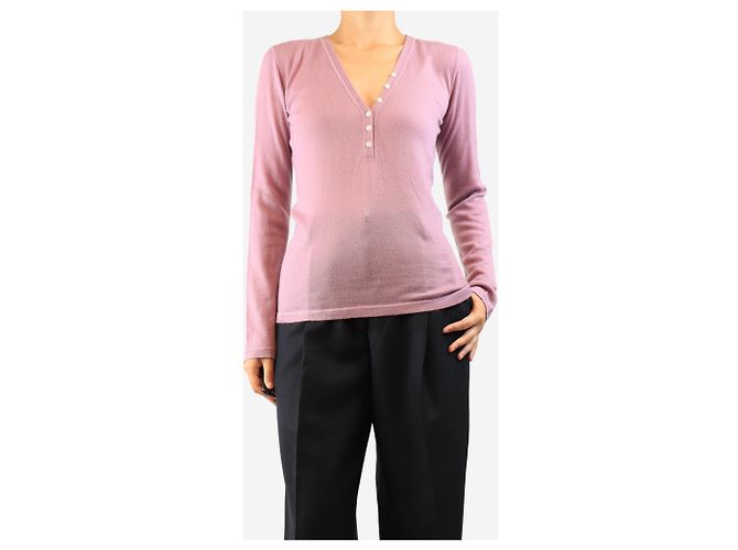 Loro Piana Lila Kaschmir-Oberteil mit langen Ärmeln - size UK 14 - Ansicht 4