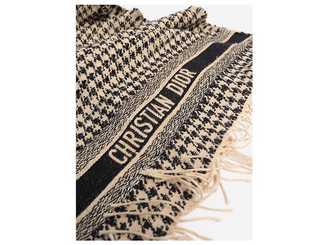 Dior Sciarpa pied-de-poule nera e beige - vista 3