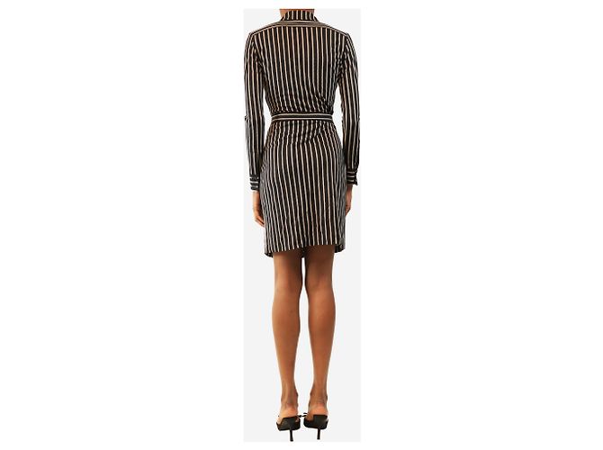 Diane Von Furstenberg Mini abito a righe nero - size UK 4 - vista 2