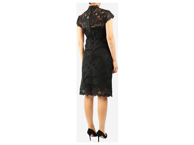 Staud Abito corto in pizzo nero a maniche corte - size UK 8 - vista 2