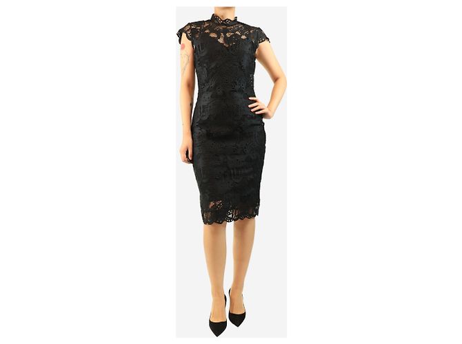 Staud Abito corto in pizzo nero a maniche corte - size UK 8 - vista 3