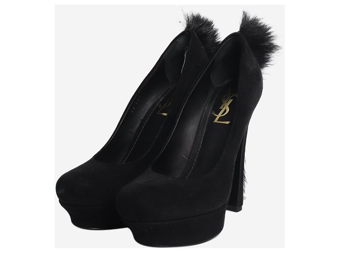 Saint Laurent Talons compensés en daim noir - taille EU 38 (UK 5) - vue 3