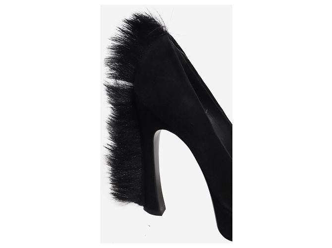 Saint Laurent Talons compensés en daim noir - taille EU 38 (UK 5) - vue 6