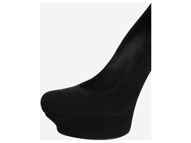 Saint Laurent Talons compensés en daim noir - taille EU 38 (UK 5) - vue 7