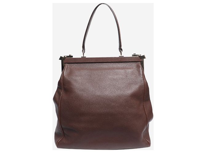Giorgio Armani Borsa tote in pelle con struttura marrone - vista 2