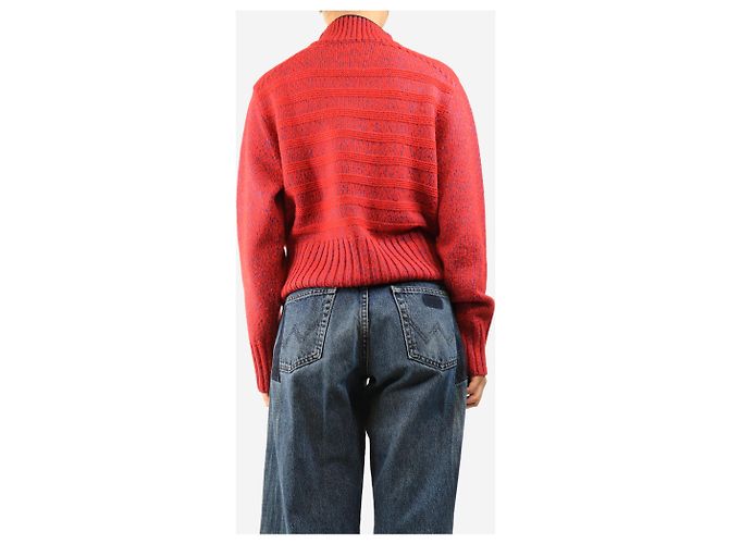 Victoria Beckham Rollkragenpullover in Rot und Blau - size L - Ansicht 2