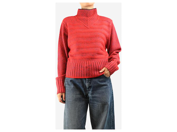 Victoria Beckham Rollkragenpullover in Rot und Blau - size L - Ansicht 3