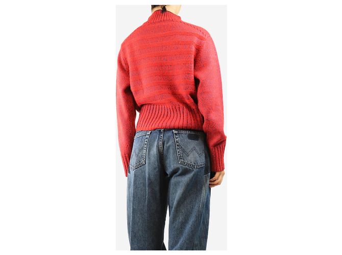 Victoria Beckham Rollkragenpullover in Rot und Blau - size L - Ansicht 4