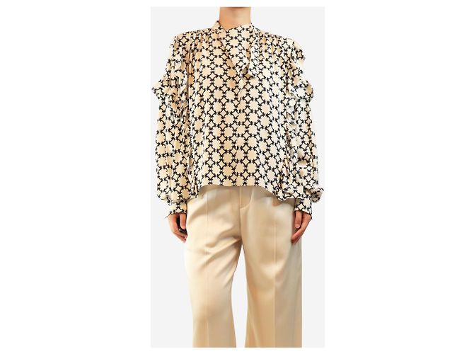 Isabel Marant Camicia in seta stampata bianca e nera - size UK 10 Bianco - vista 3