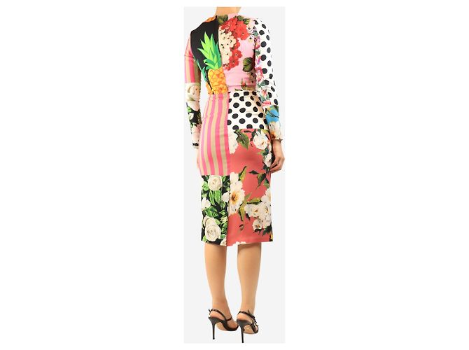 Dolce & Gabbana Mehrfarbiges florales Patchwork-Midikleid - size UK 8 Mehrfarben - Ansicht 2