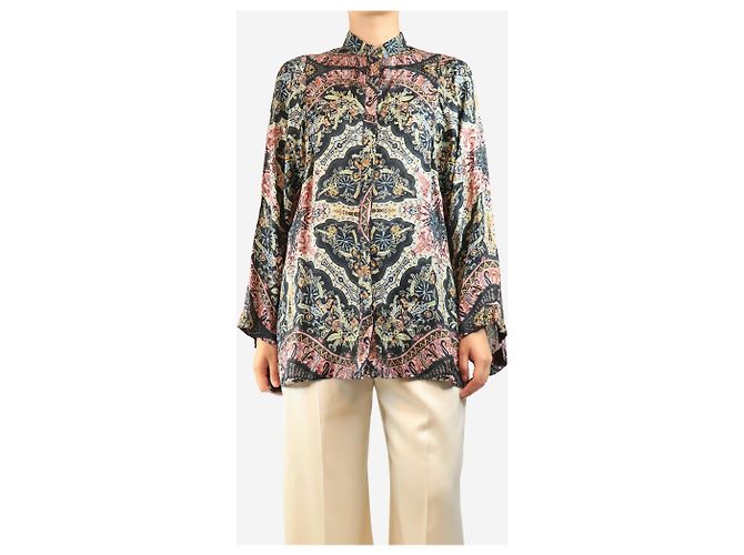 Etro Blusa de seda paisley negra - size UK 8 Negro - vista 3