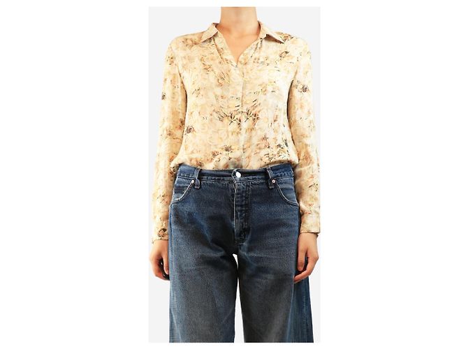 Chloé Neutrale Seidenbluse mit Blumenmuster - size UK 10 - Ansicht 3
