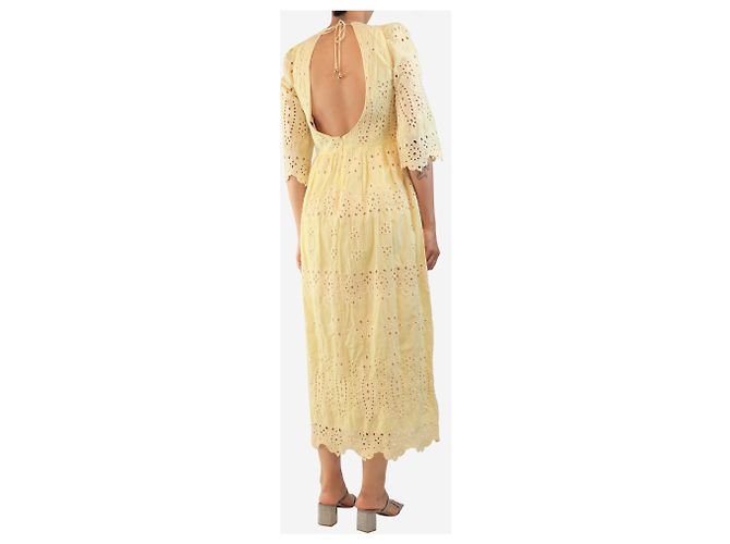 Autre Marque Vestido midi amarillo de broderie anglaise - size UK 12 - vista 2